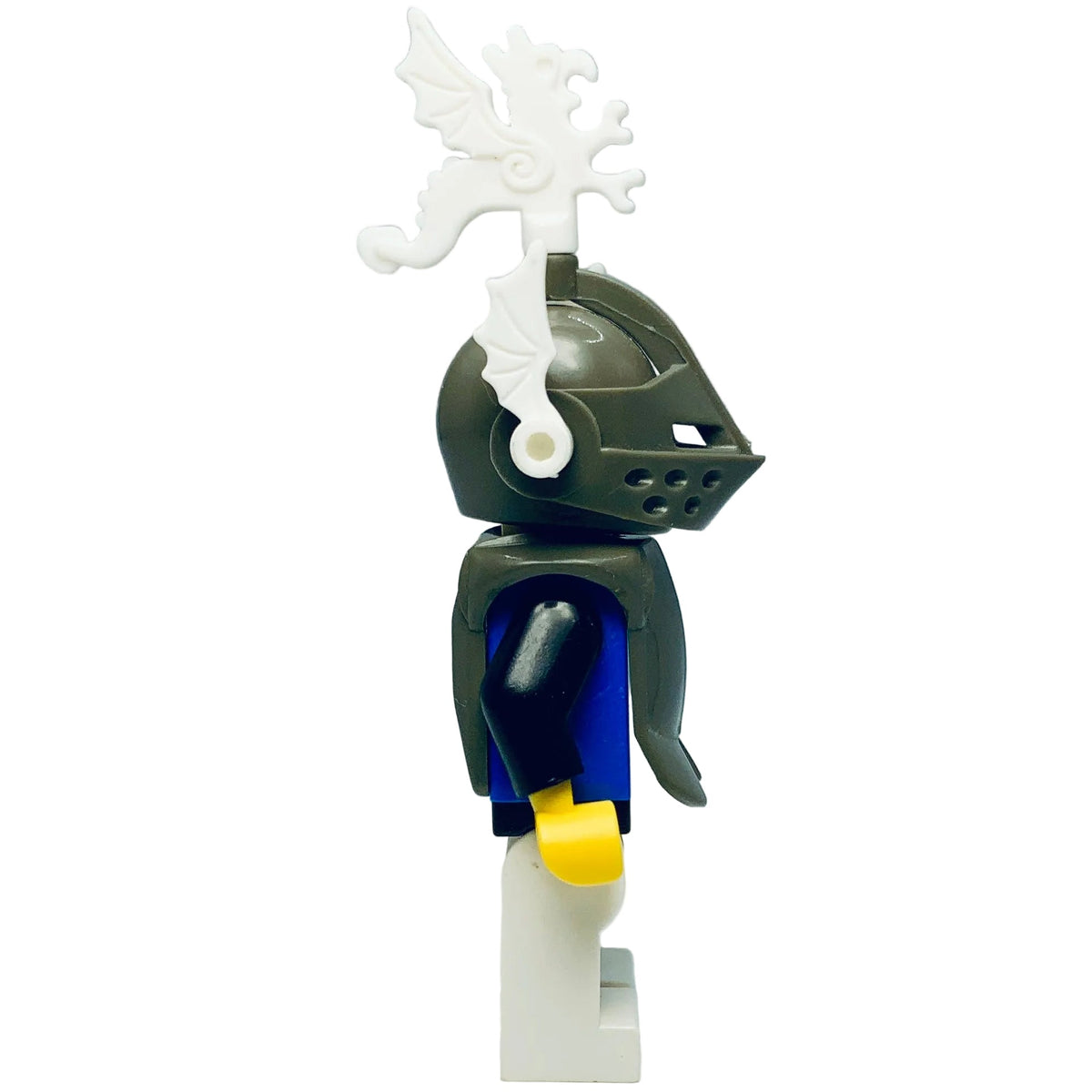 Black Castle Knight with Breastplate - Armor over Blue, Dark Gray Helmet and Visor, White Dragon Plumes, cas167 - LEGO® Castle Minifigure